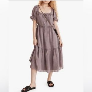 Madewell Flowy Tiered Short Sleeve Midi Dress
